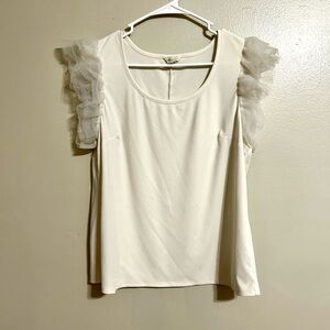 Off White Ruffle Sleeves Top